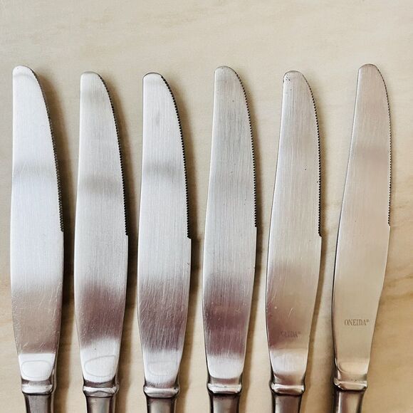 6pc ONEIDA Jackson Dinner Knife Stainless Plain Satin Frost Flatware Replacement - Picture 4 of 7